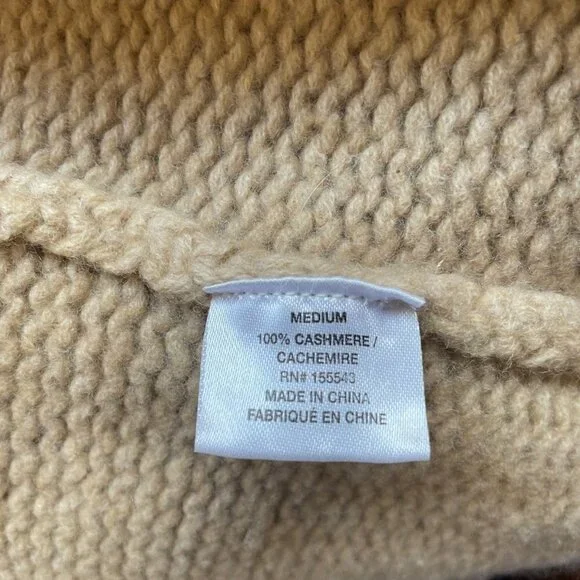 Sablyn Collette Cashmere Chunky Knit Cardigan Sweater Tan Size M